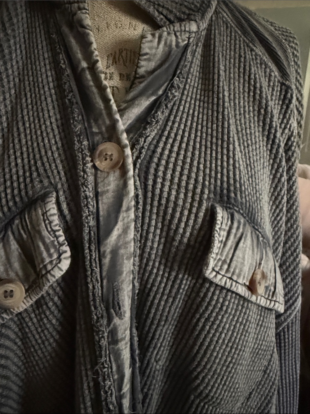 Free People | Scout Charcoal Ribbed Button-Front Jacket - Picture 3 of 6